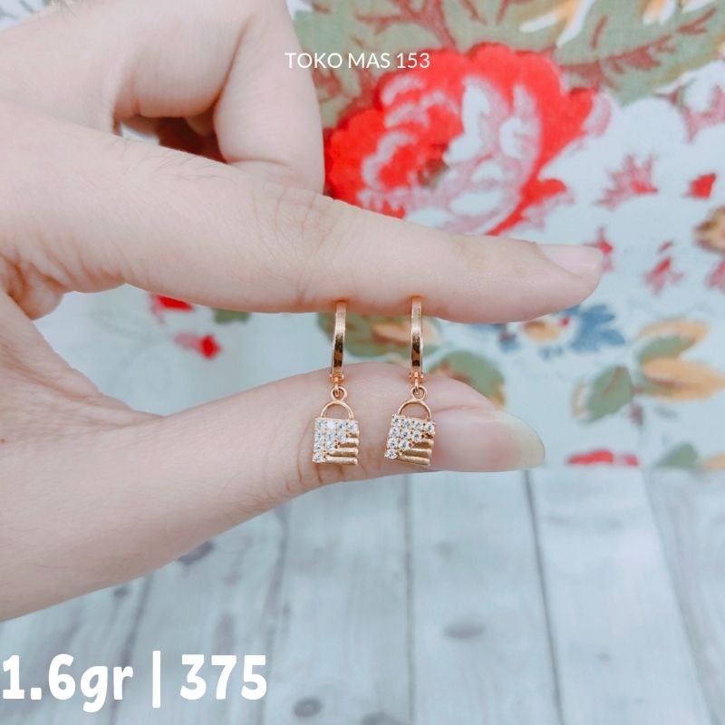 WAJIB TANYA STOK Realpict Anting Jepit Mainan Kotak Emas Asli Kadar 375