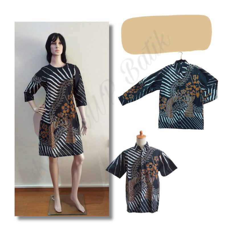 Batik Couple Hitam Putih Orange