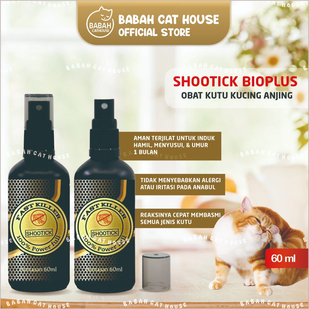 SHOOTICK BIOPLUS SPRAY 60ml Obat Anti Kutu Cat Kucing Anjing Pembasmi Penghilang Ampuh Untuk Parasit