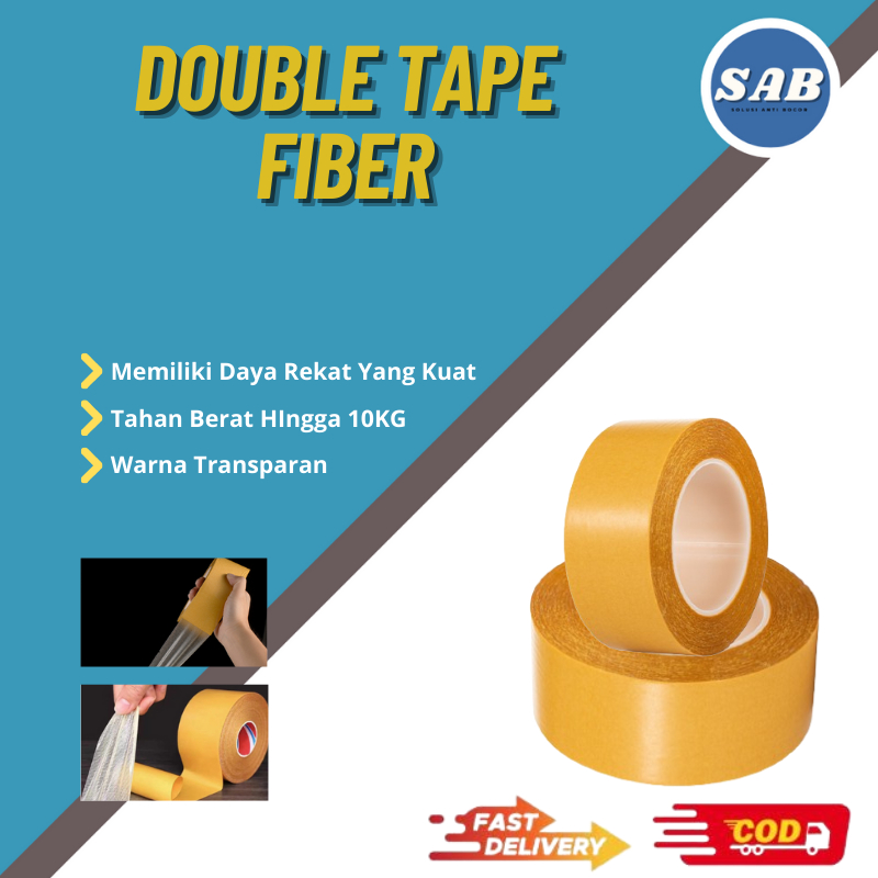 

Double Tape Kuning Kain Dua Sisi Super Lengket Double Tape Fiber Lakban PET Serat FiberTahan Segala Cuaca Merekat Semua Material Tanpa Bekas
