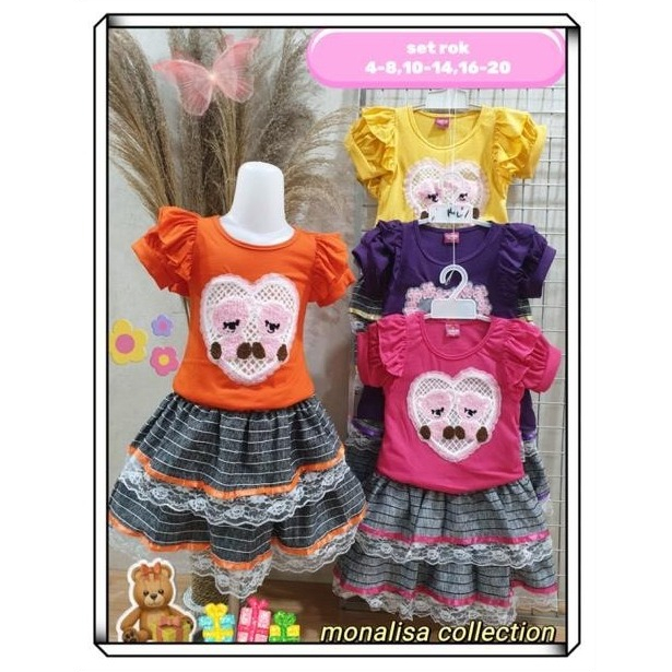 Setelan Anak Perempuan Terbaru Usia 3-8 Tahun | Setelan Anak Cewek Baju Kaos Lengan Pendek Balon Rem