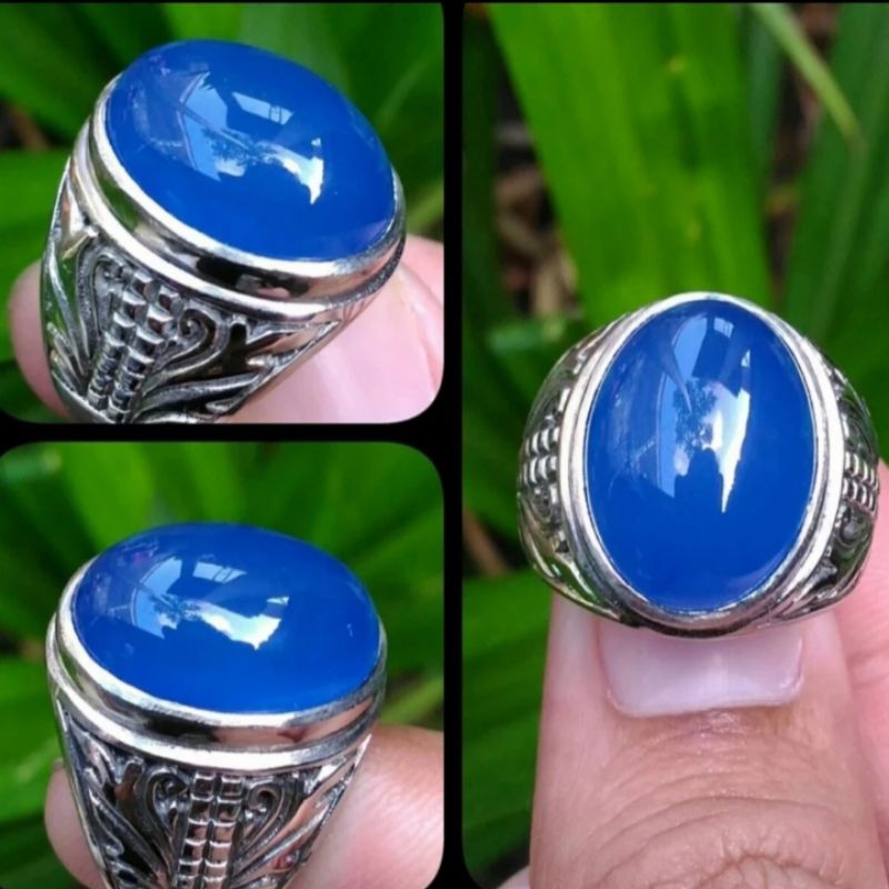 cincin batu blue mizone natural ring perak bali