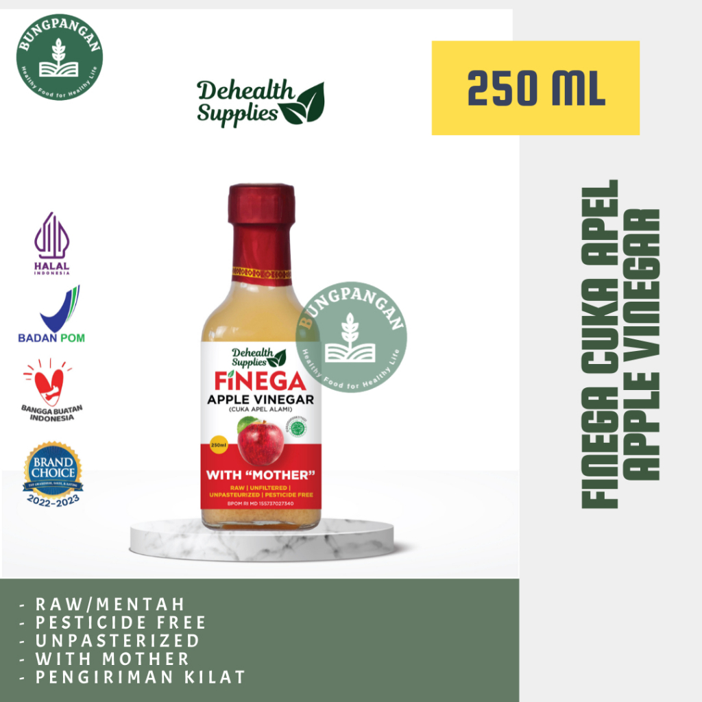 

Finega DeHealth Apple Vinegar/ Cuka Apel Alami - Botol Kaca 250 ml
