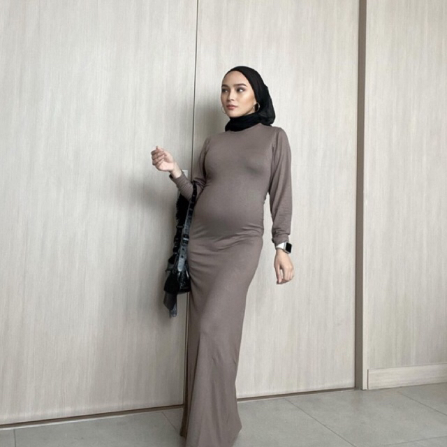 Hellomommy- Liliana Hijab Bodyfitted Dress - Baju Maternity Dress Terbaru Baju Ibu Hamil dan Menyusu