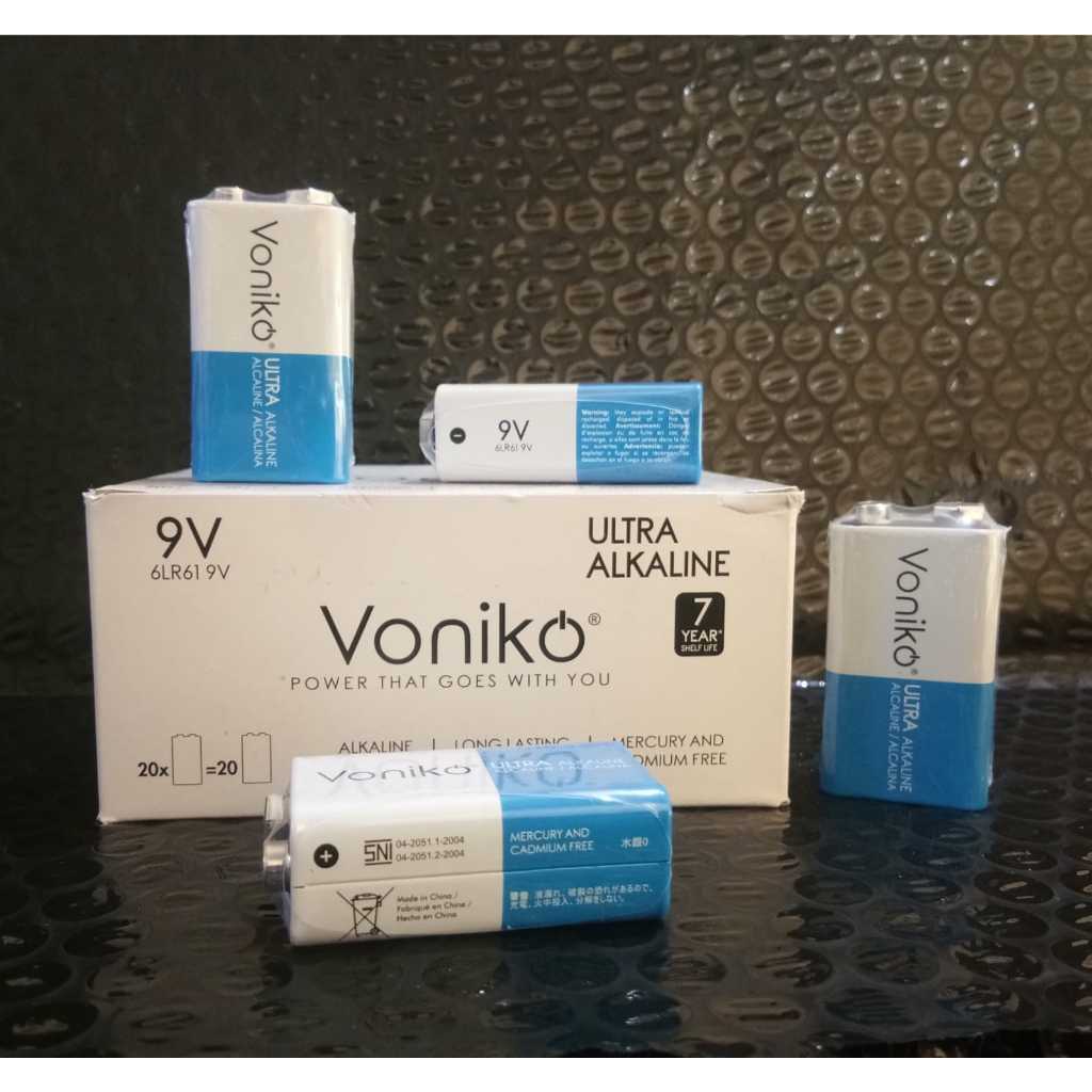 Voniko - Baterai Ultra Alkaline 9V - Ultra Long Lasting 1 Pack Baterai Alkaline
