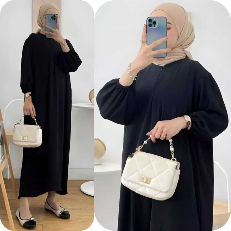 Calisha Dress Dres Crinkle Airflow Premium Terlaris LD 120 PB 130 Baju gamis abaya Midi dres midi dr
