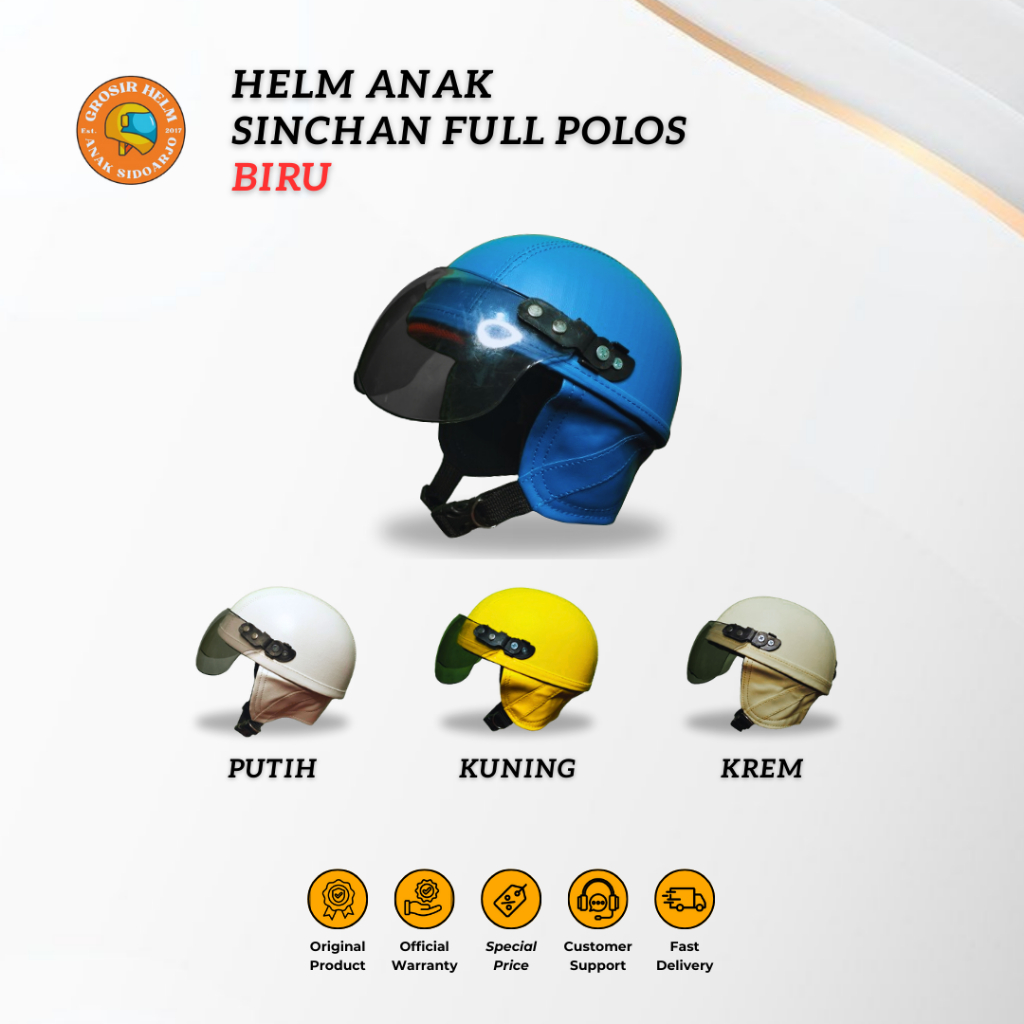 helm anak retro kulit full polos usia 1-5 tahun kaca riben - Helm Anak Sinchan Polos