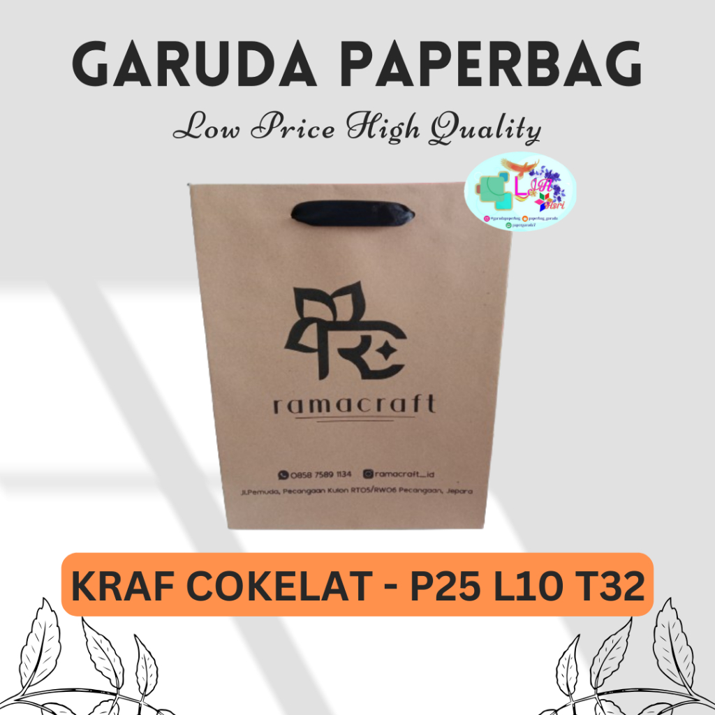 

Paper Bag Murah Paperbag Custom Size P25 L10 T32 polos / cetak logo desain