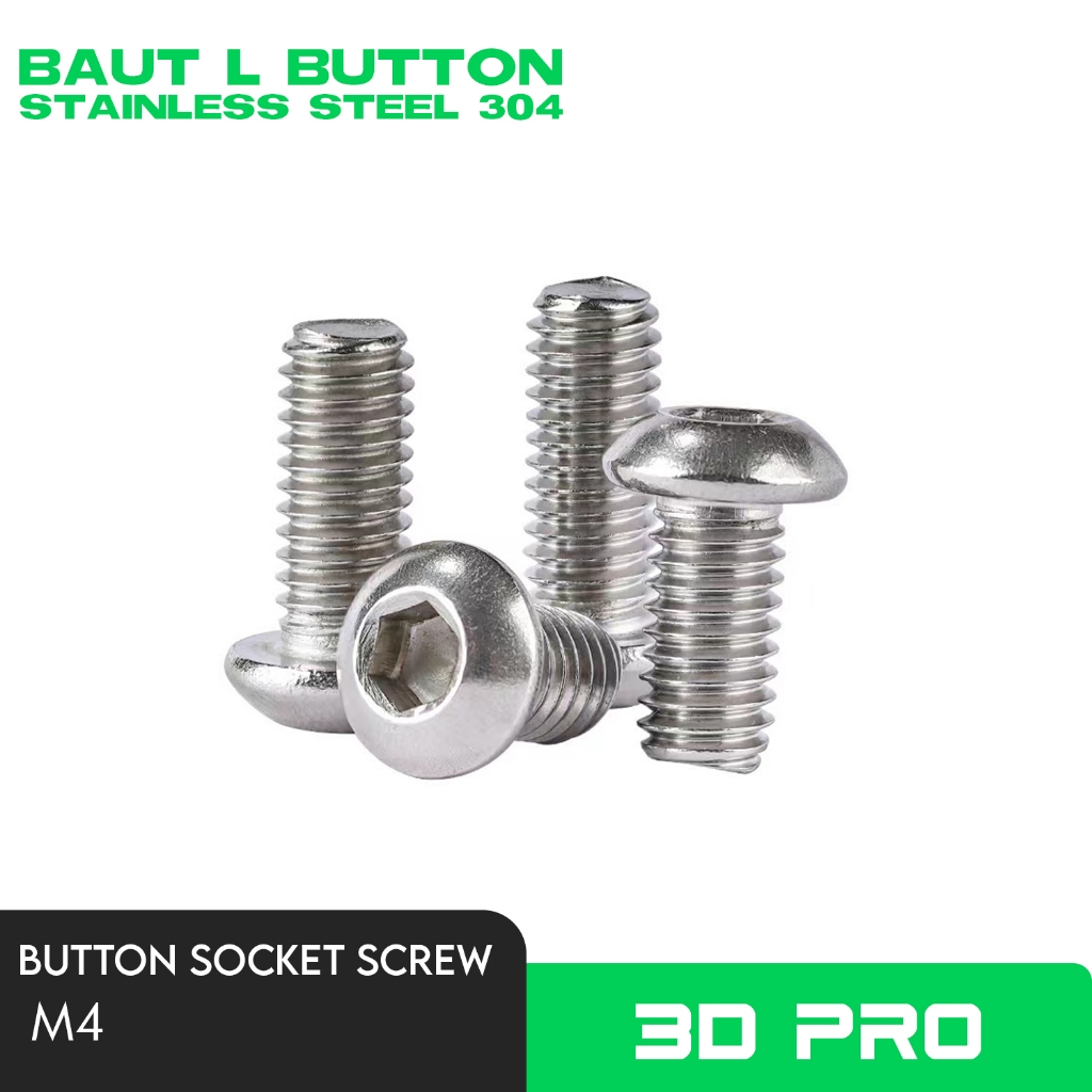 Baut L Button Hex Head Screw Stainless Steel M4 5mm 8mm 10mm 14mm 20mm