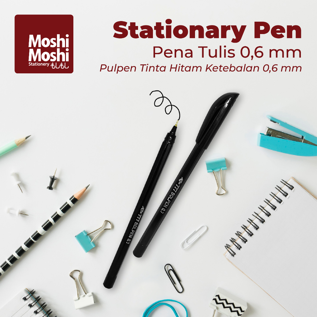 

Stationary Pen Ink 0,6 mm Pena Peralatan Tulis Pulpen Saku Tinta Hitam