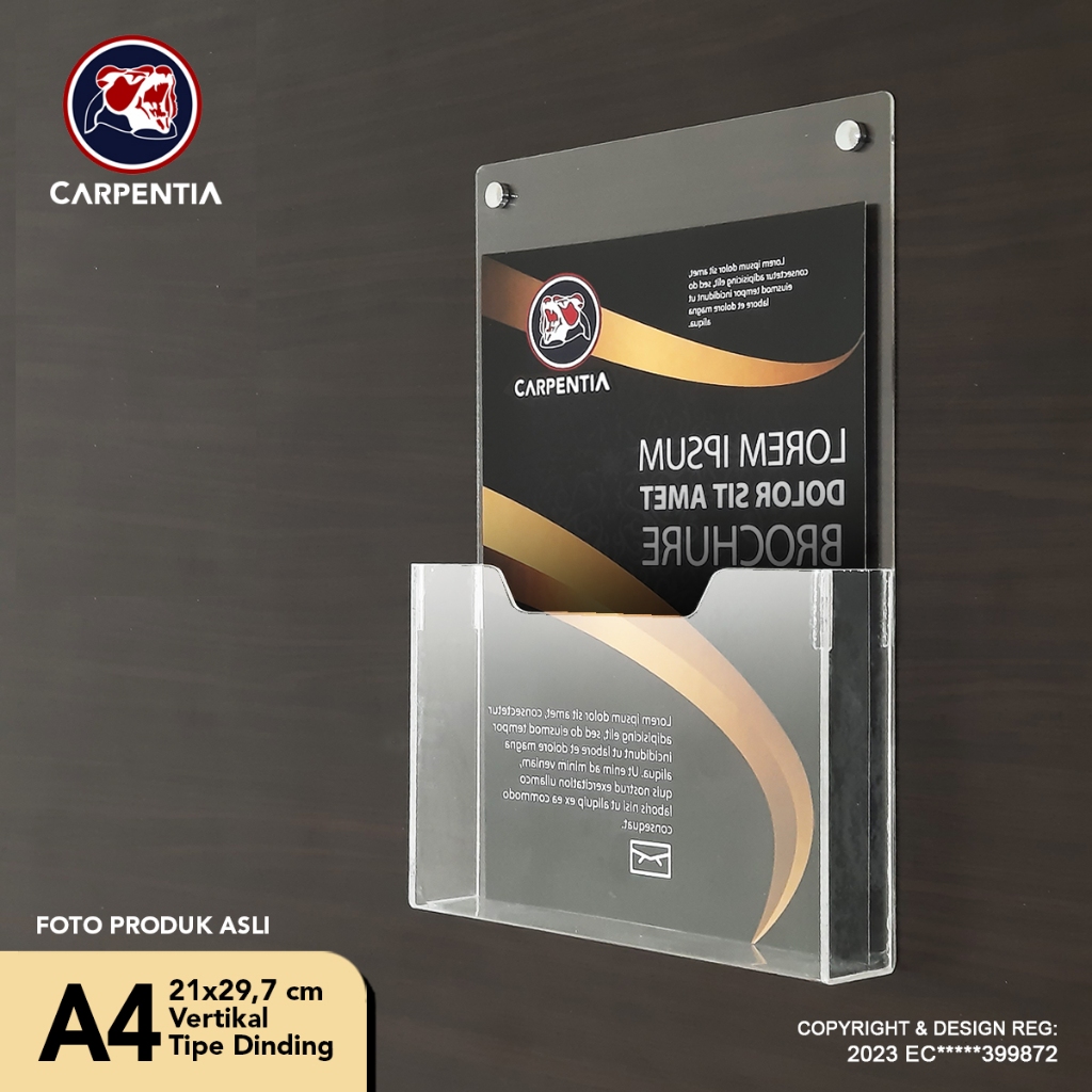 

Carpentia Tempat Brosur Dinding Akrilik / Acrylic Holder Gantung - A4 V - Tipe D