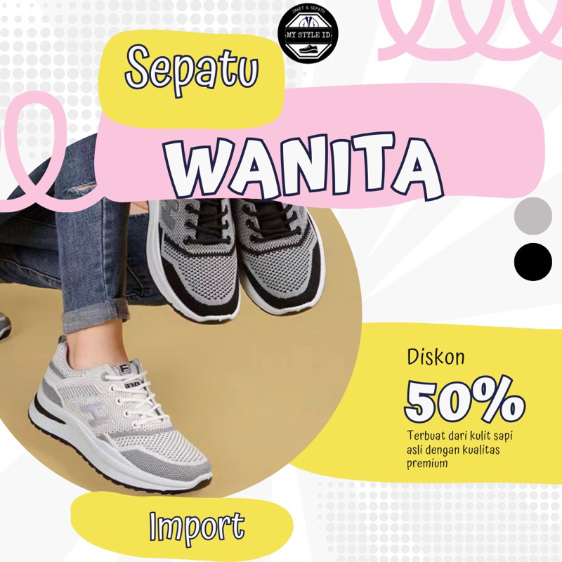 RUIMO Sepatu Sneakers Wanita Sepatu Kets Running Sepatu Jogging Casual Kekinian