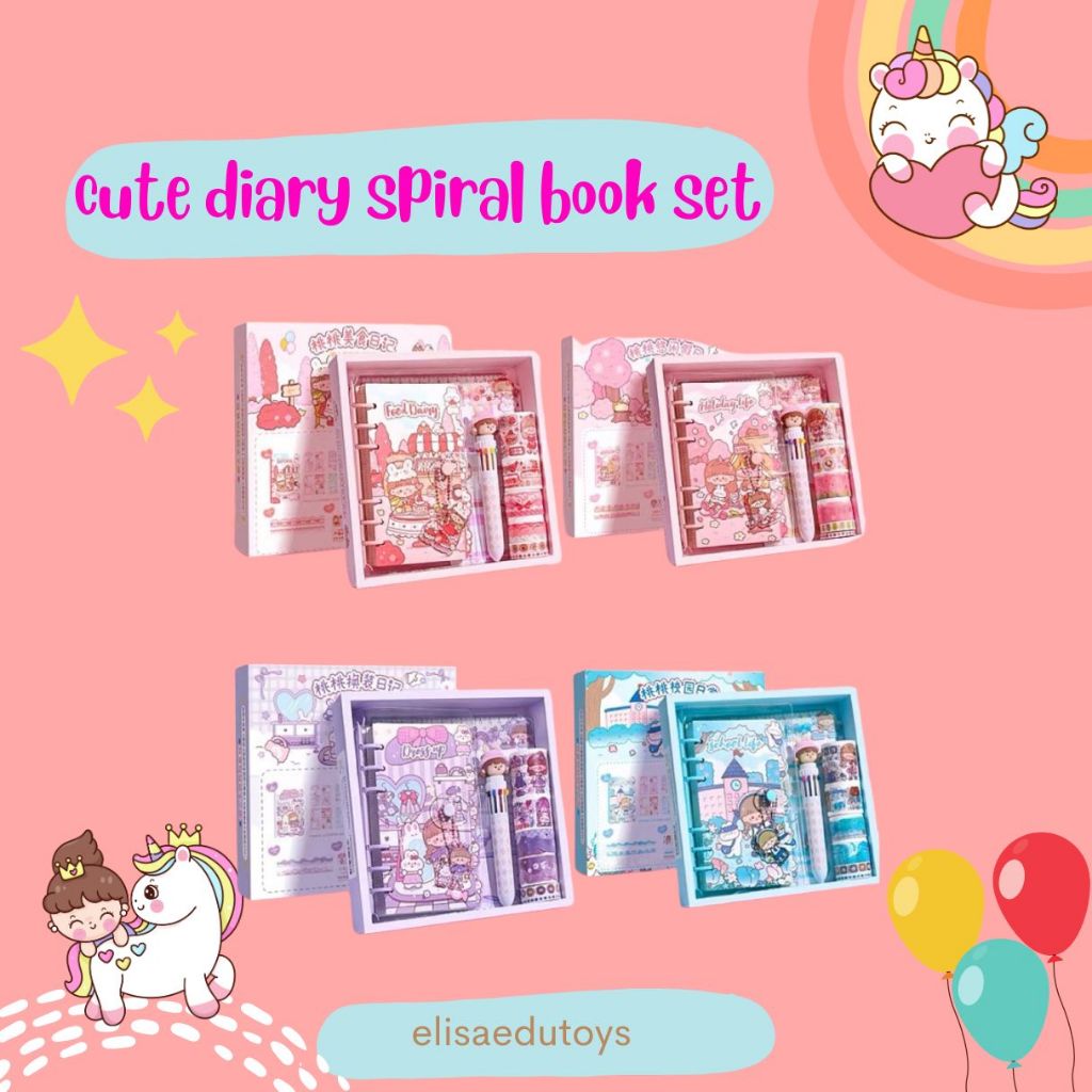 

cute diary spiral set gift set buku diary girls book