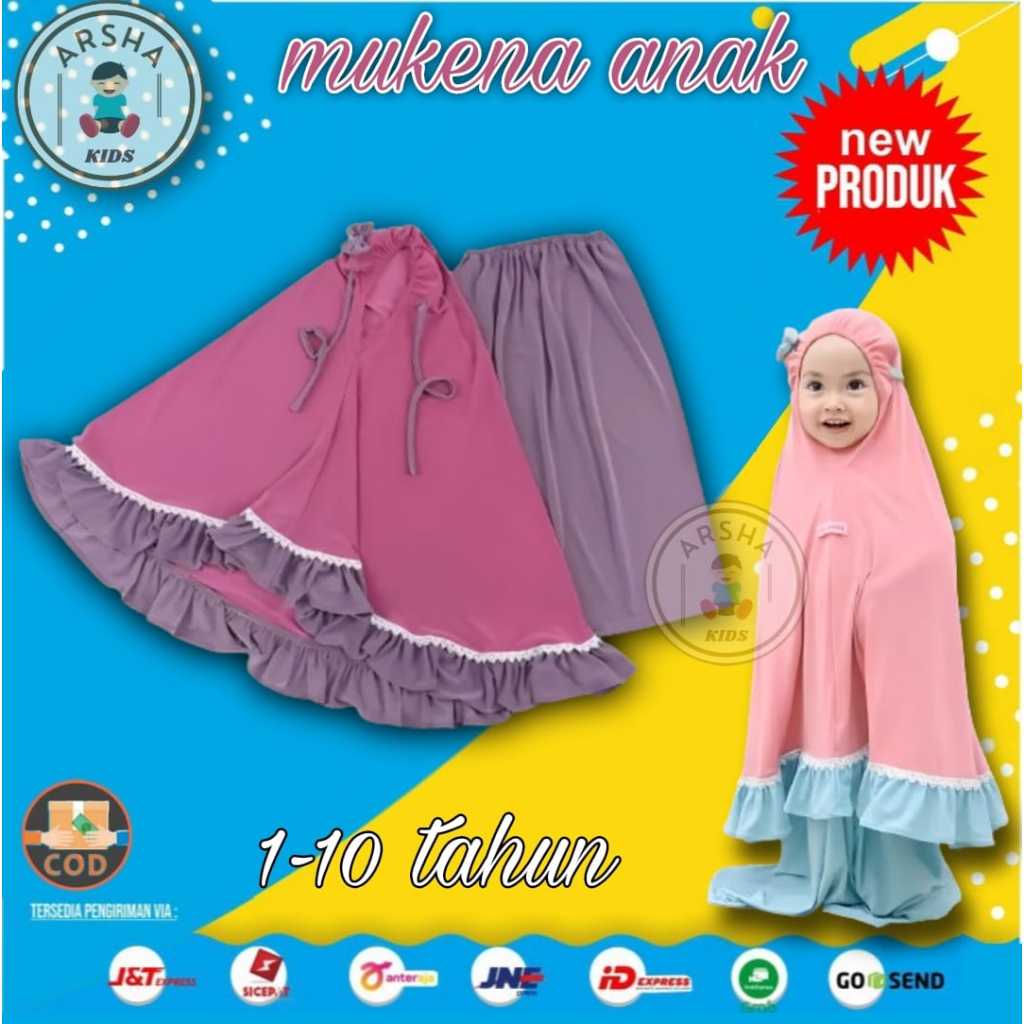 MUKENA ANAK PEREMPUAN 1-10 TAHUN BAJU BUSANA MUSLIM ANAK PEREMPUAN RENDA LUCU REMAJA