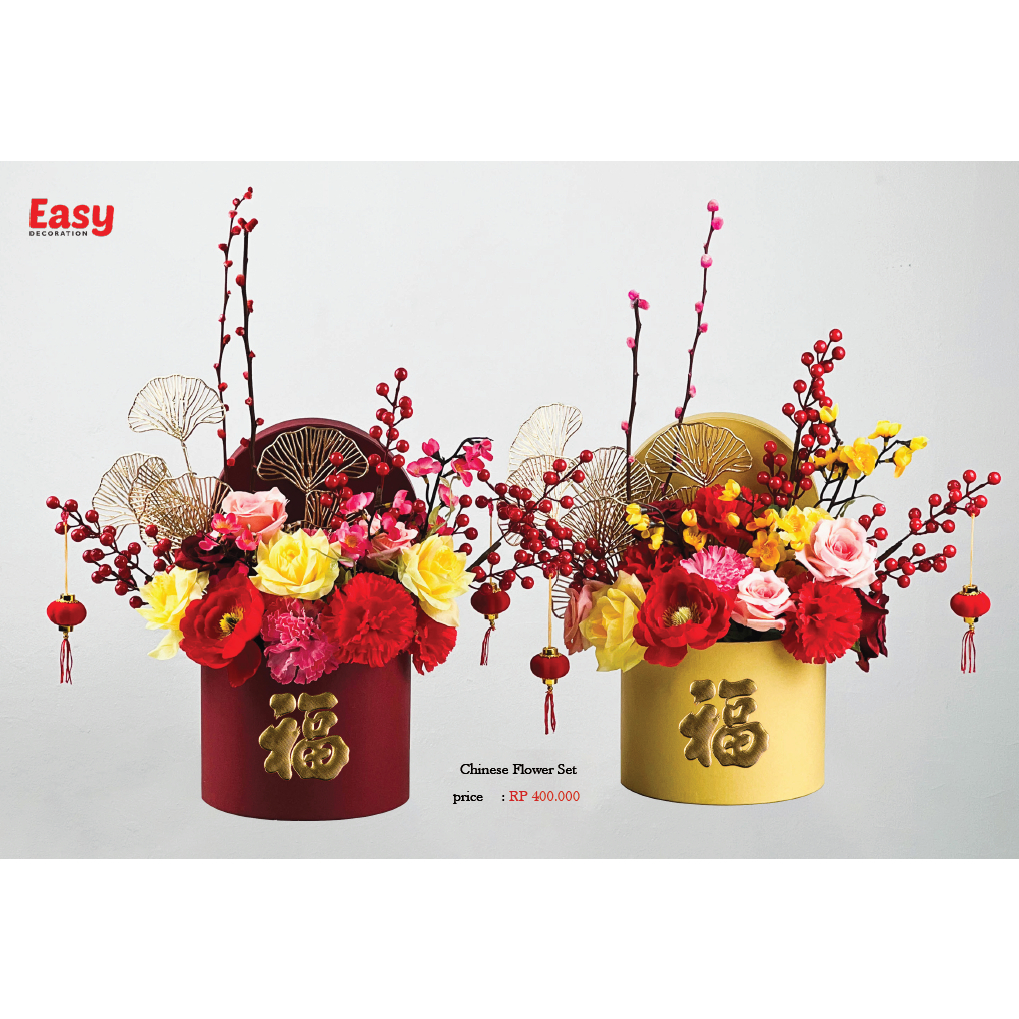 EASY DECORATION Bouquet Bunga Imlek - Buket Bunga kado Hampers Imlek