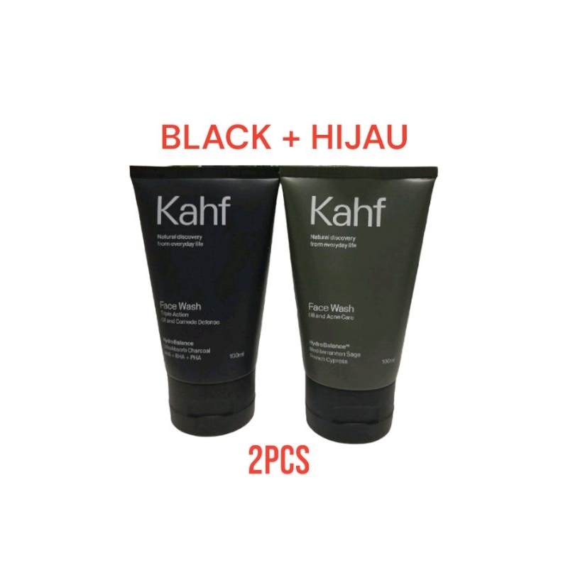 PAKET 2in Kahf Pembersih Wajah 100ml (HITAM/HIJAU)