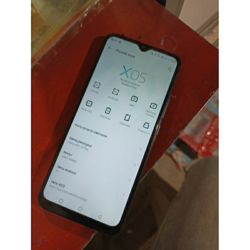 minus lcd & bacdor belakang agak jelek infinix hot 10 play RAM 3/32 no pola/no sandi mesin segel