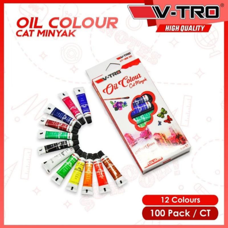 

Cat Minyak Oil Colour V-tro 12 Warna / Oil Color Painting Set / Cat Minyak untuk Melukis Vitro