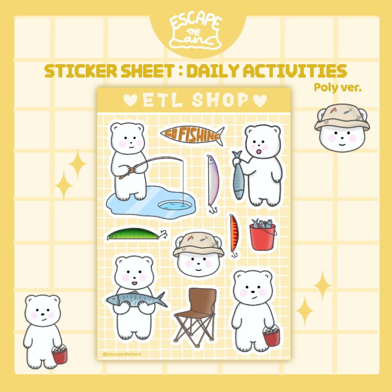 

Sticker Sheet Daily Activities Poly ver. | Stiker Set Bujo | Planner Sticker