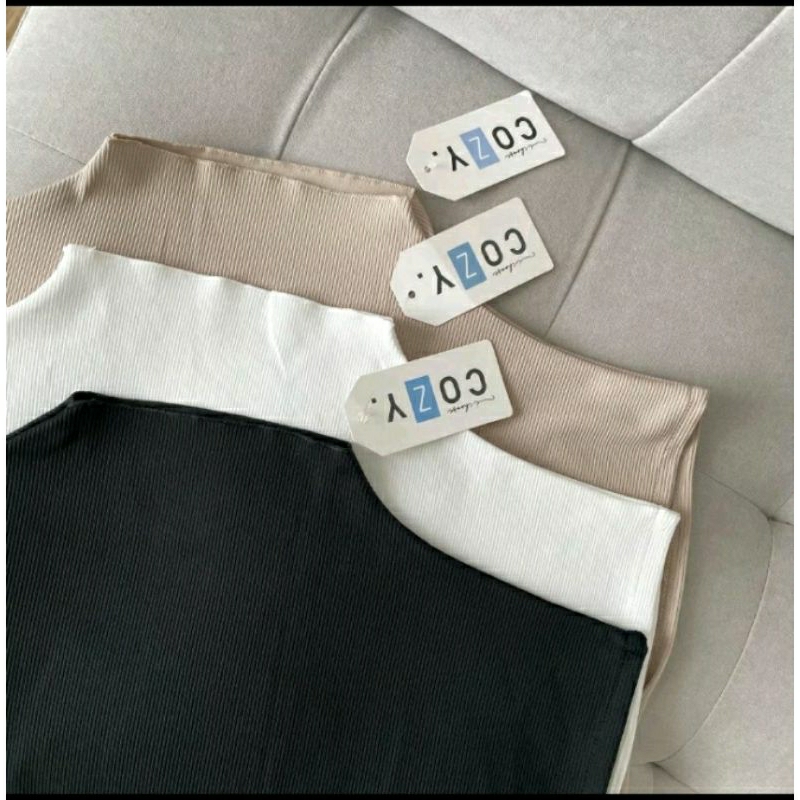 Turtleneck Inner Tanpa Lengan Bahan Rib Tebal Premium Part1