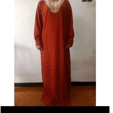 Ready Stock - Gamis FARASHA ORANYE BATA Baju Muslim Wanita Long Dress Gamis Lebaran Wanita Panjang O