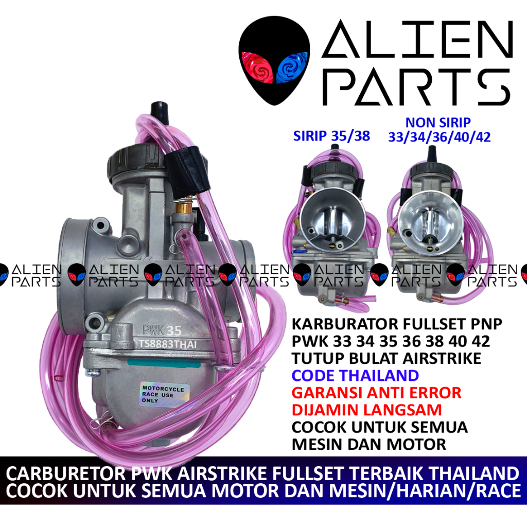 (COD) KARBURATOR TUTUP BULAT PWK QAS AIRSTRIKE PWK AS 24 26 28 30 33 34 35 36 38 40 42 SIRIP KARBU A