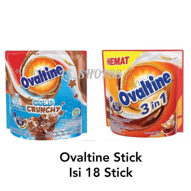 

OVALTINE Chocolate 3 in 1 ( 18 stick @33g ) , OVALTINE COLD CRUNCHY ( 18 stick @33g )