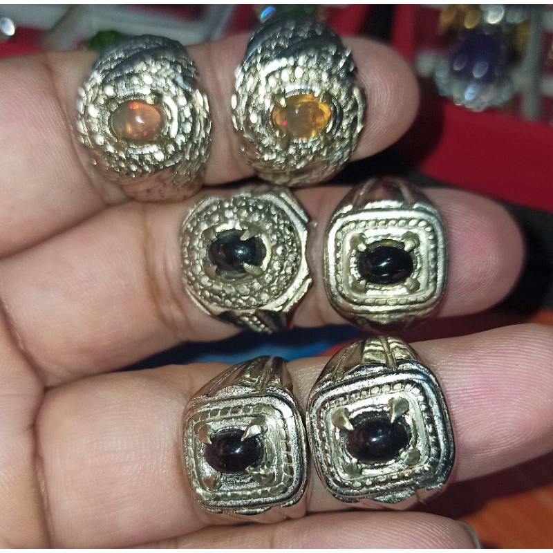 (CA 08) Cincin Akik Batu Black Opal dan White Opal Kalimaya Asli Jarong Afrika