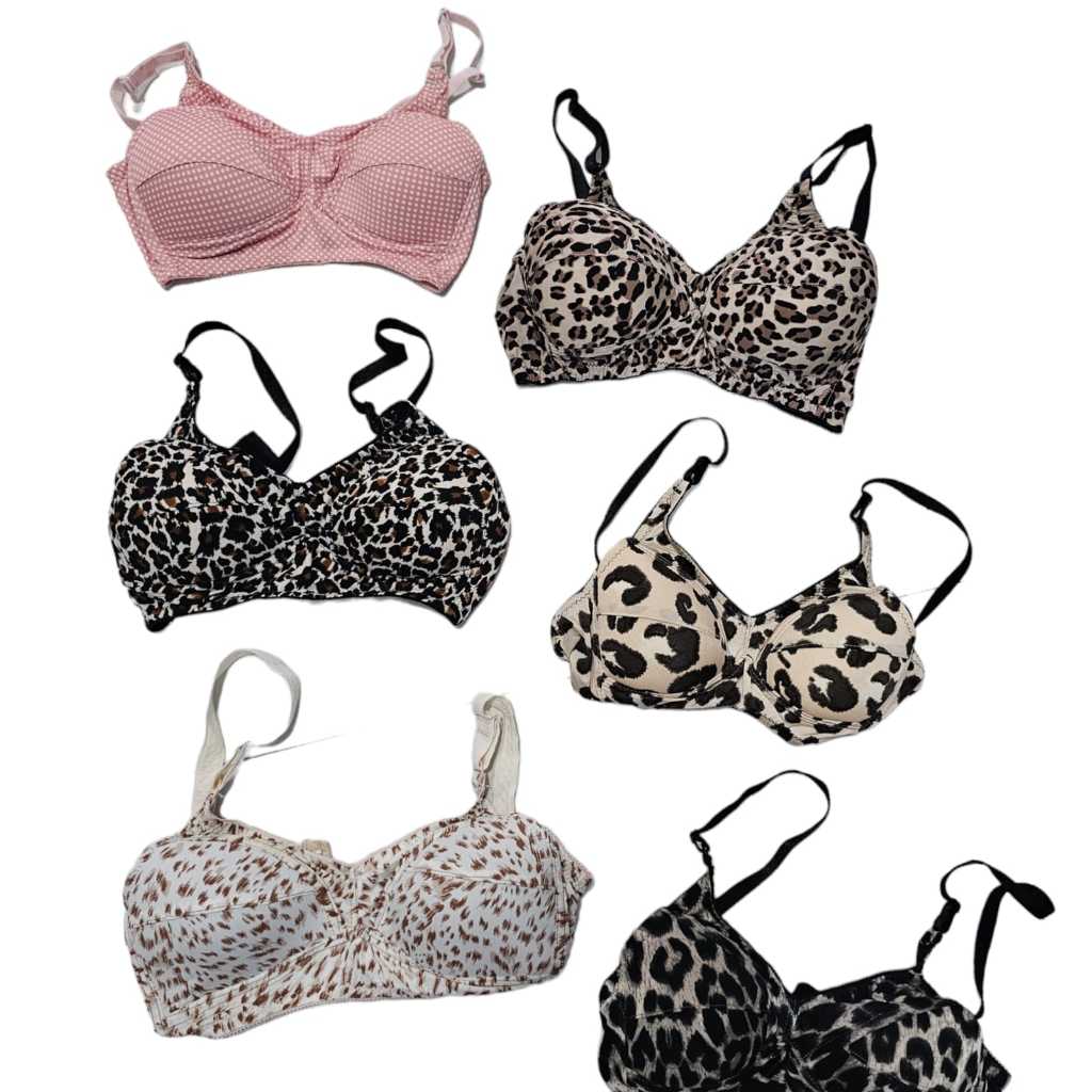 BH/Bra tanpa kawat Busa tipis 2 kait Motif Tutul Macan Cantik Wanita Cewe Perempuan
