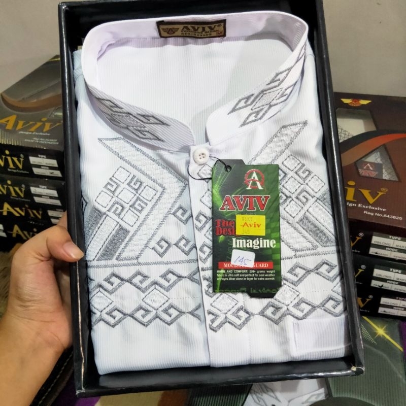 KEMEJA KOKO PRIA LENGAN PENDEK | BAJU TAQWA KAIN KATUN | AVIV