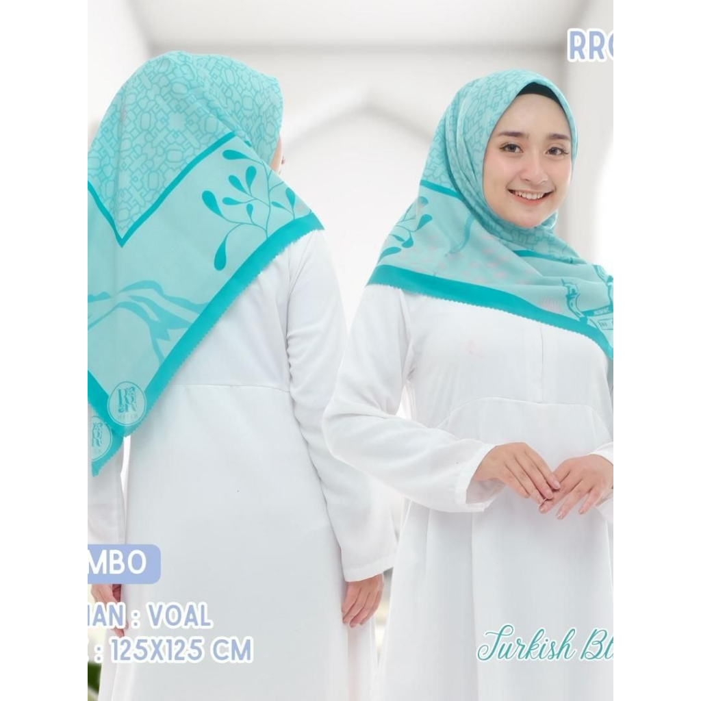 Hijab Segi Empat Voal Motif Bunga Kecil