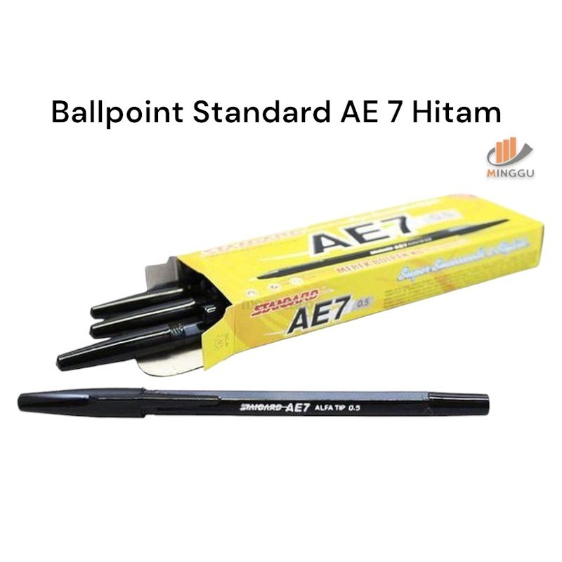 

[ 1 PAK / 12 pcs ] Ballpoint Standard AE 7 Hitam