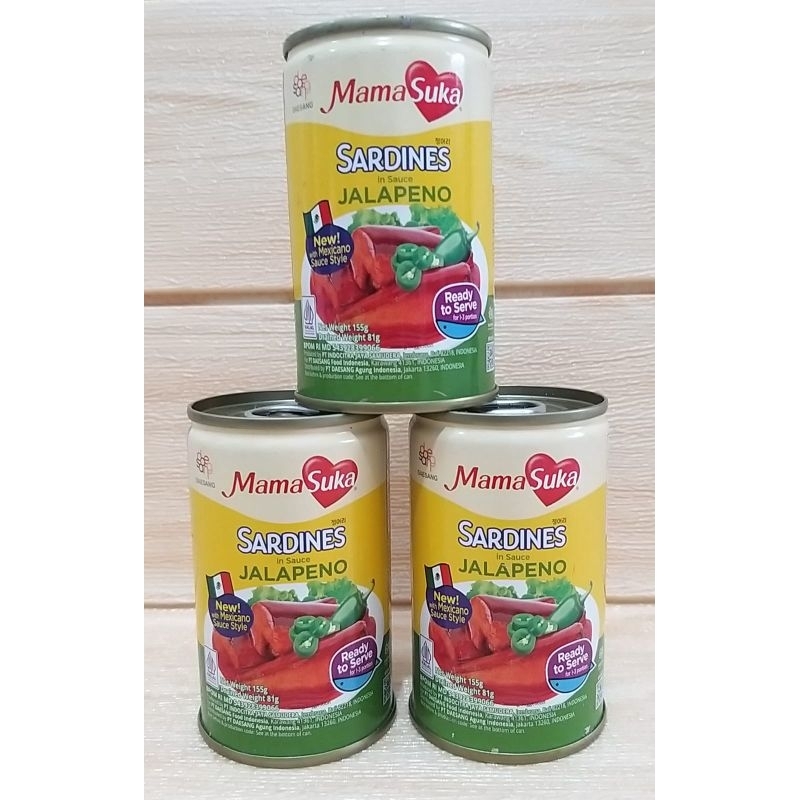 

Mamasuka Sarden Jalapeno 155gr / Sardines In Sauce Jalapeno / Ikan Sarden