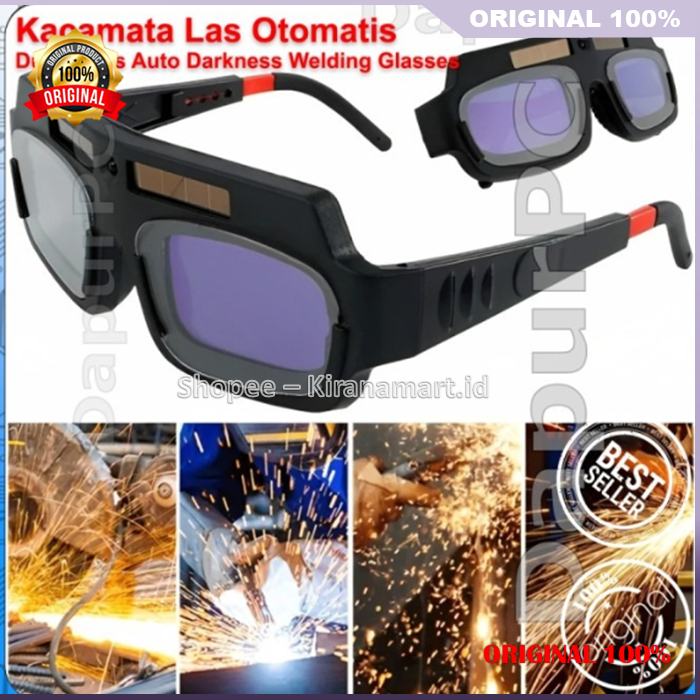 Kacamata Las Hitam Otomatis Dual Kacamata Tukang Las Anti Silau Solar 100% ORIGINAL