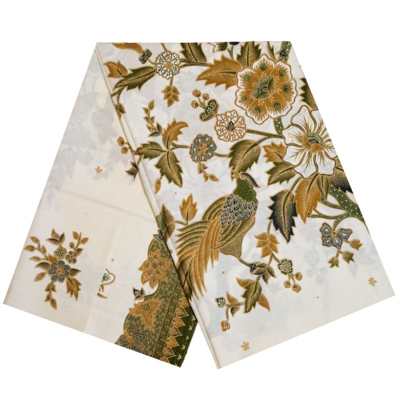 Kain Batik Pekalongan Katun Motif Burung Merak Putih