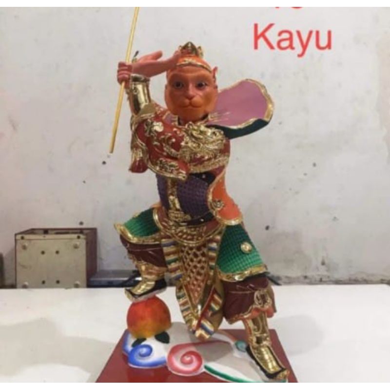 patung dewa rupang dewa kera sakti sun go kong kayu 16inch