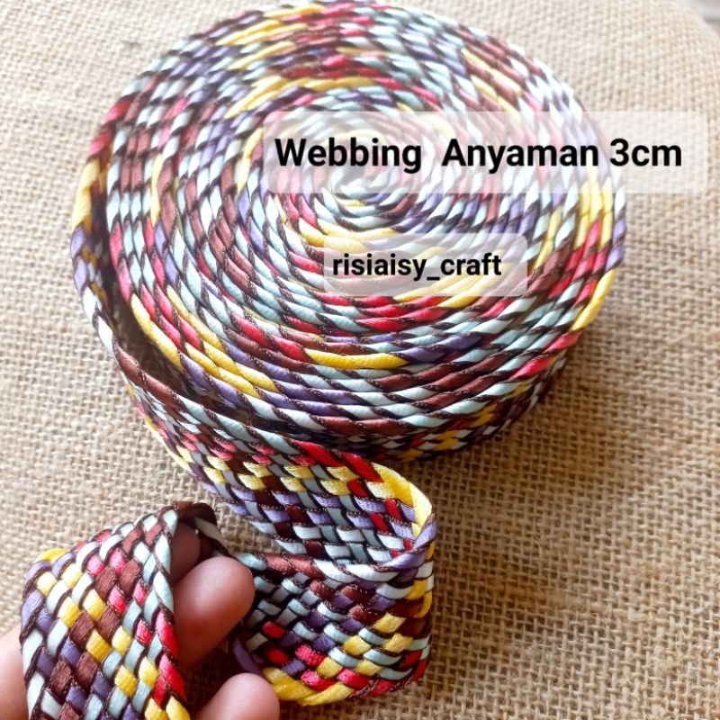 Webbing Motif Poly Anyaman Etnik Tebal  3cm