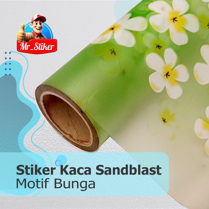 Stiker Kaca Film / Sandblas Kaca Film Motif Bunga Hijau 3D TAHAN AIR