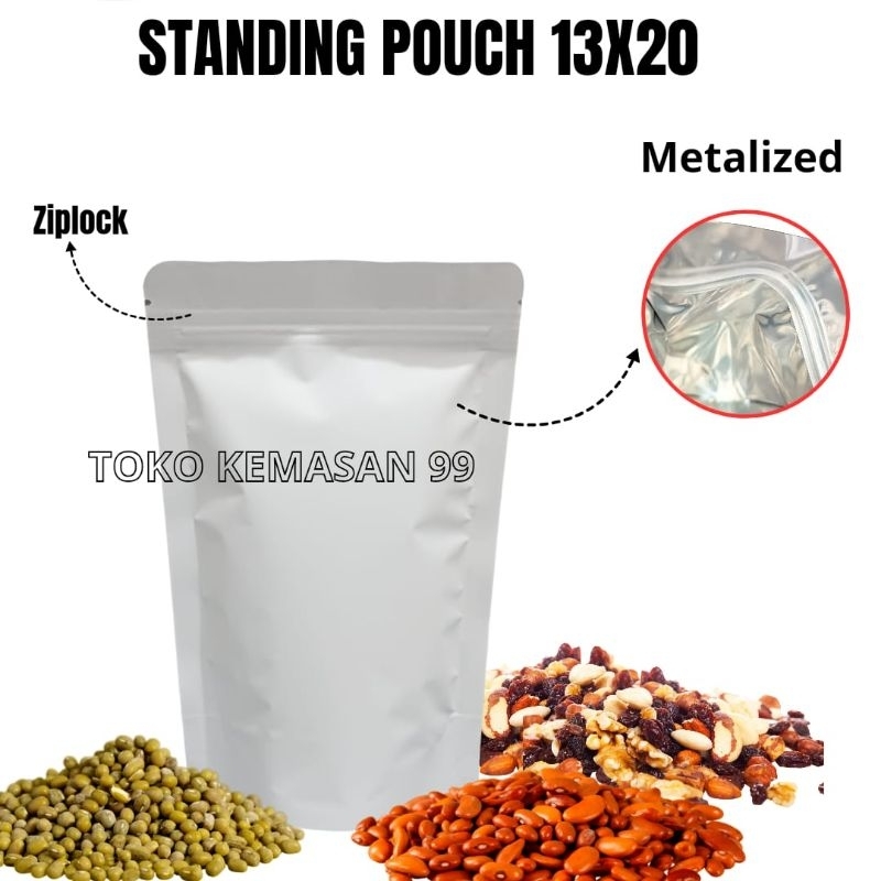 Standing pouch warna putih doff 13x20