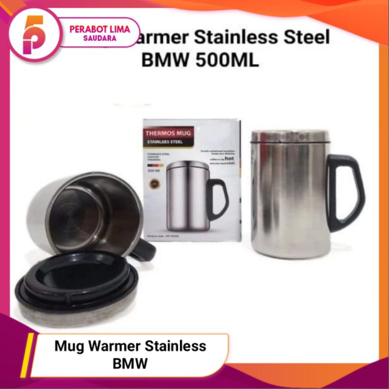 Thermos Mug 500ml Stainless Steel BMW/ Cangkir Gelas Dengan Tutup Air Panas Dingin/ Termos Panas dan