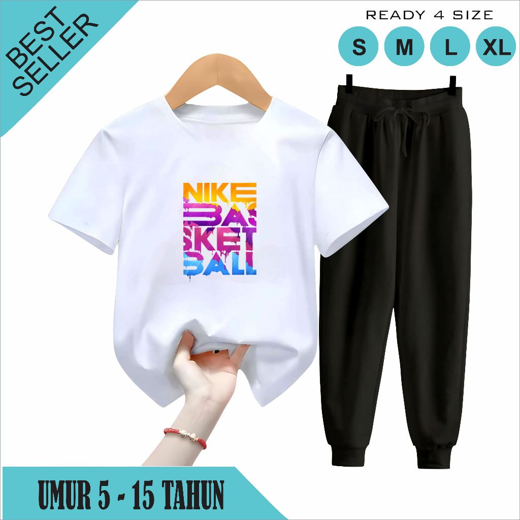 Setelan Jogger Anak 5-15 Tahun Motif Nike Basket Ball
