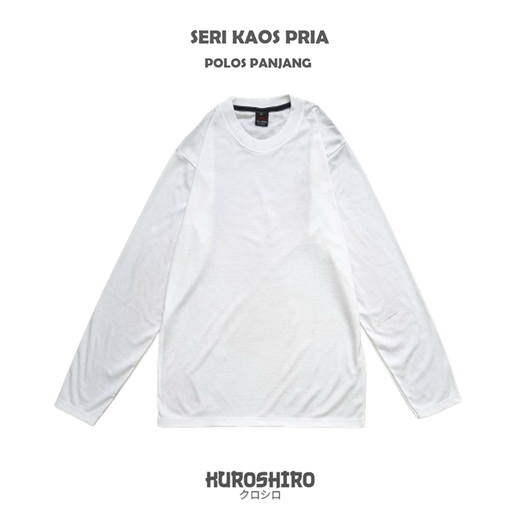 KUROSHIRO - Kaos Laki Laki Polos Panjang Baju Pria Dewasa-WHITE