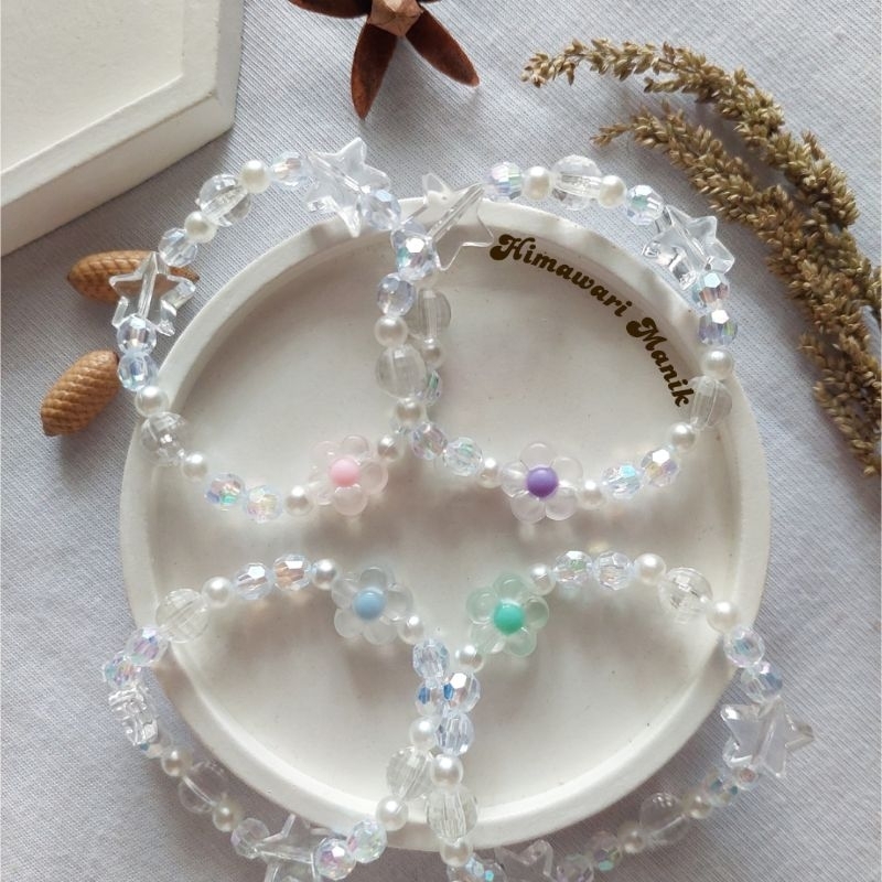 Gelang manik kristal/ Gelang manik elastis/ Gelang manik Korea