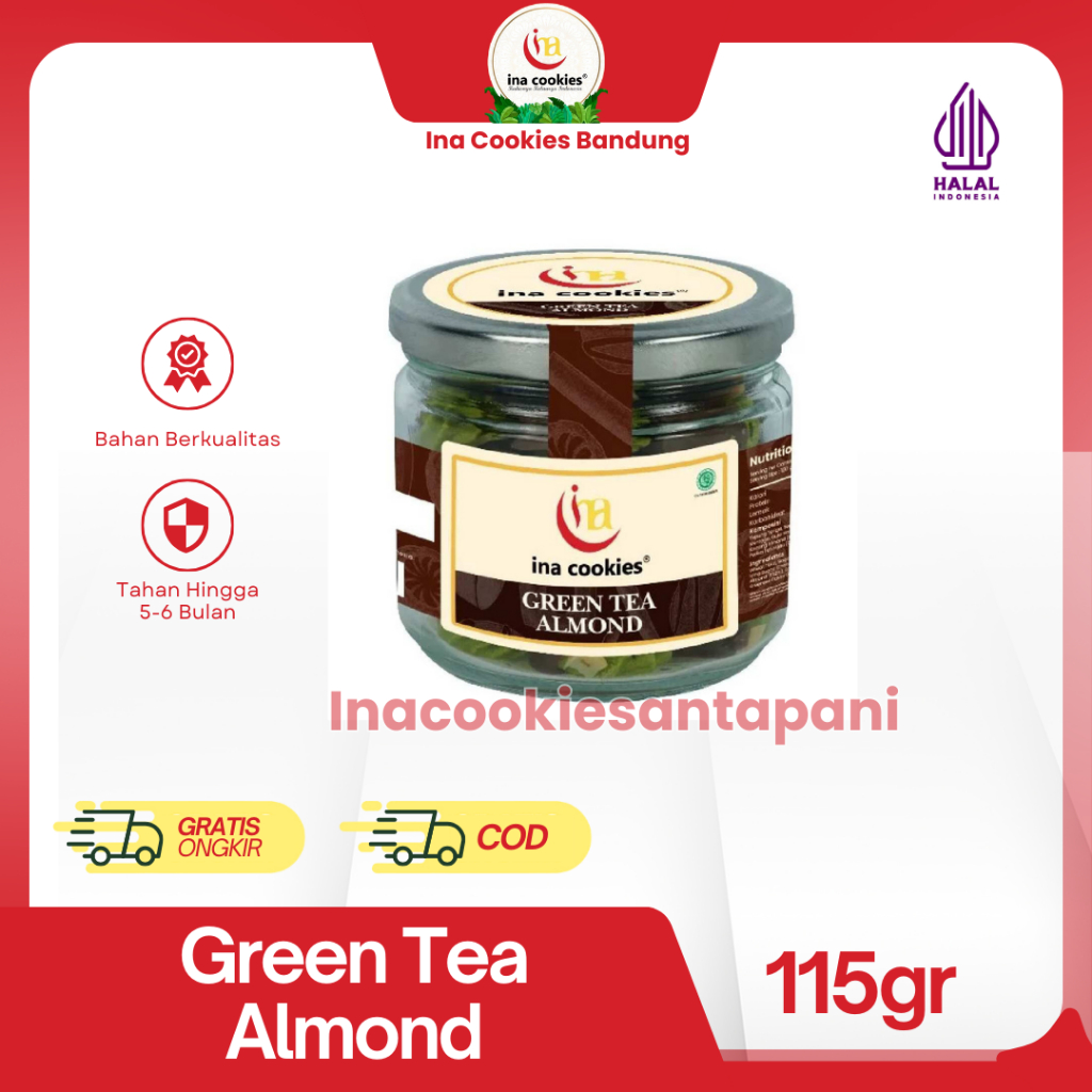 

Ina Cookies Toples Kue Kering Almond Green Tea JAR