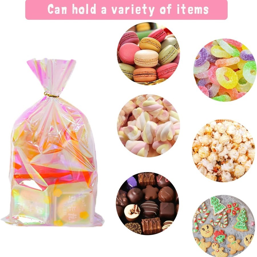 

DY PACK 10pcs PLASTIK GODDIE BAG ULTAH HOLOGRAM RAINBOW / PLASTIK HADIAH ULANG