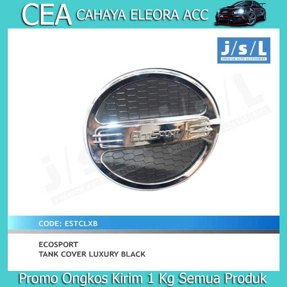 TANK COVER MOBIL ECOSPORT MODEL LUXURY BLACK WARNA HITAM CHROME - TUTUP TANK MOBIL ECOSPORT MODEL LU