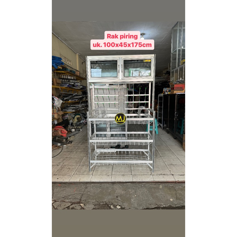 Rak Piring Aluminium Kaca khusus kediri