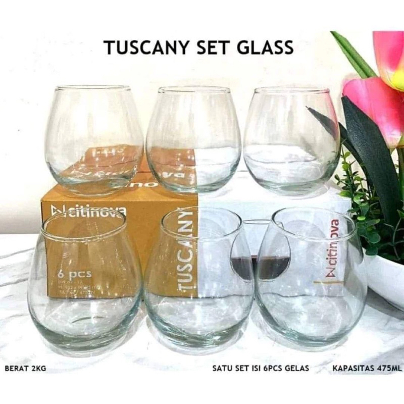 Citinova Gelas Tuscany isi 6pcs Gelas.