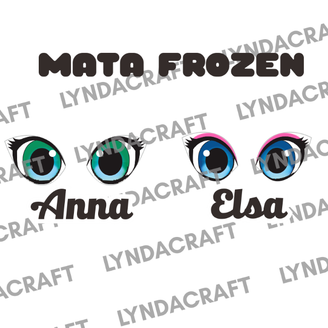 Stiker Mata amigurumi boneka rajut timbul Anna elsa