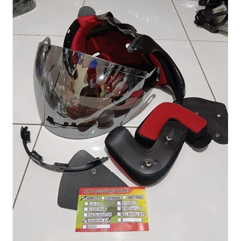 Busa helm kyt 2vision fullset + kaca helm hitam bening silver blue gold pelangi